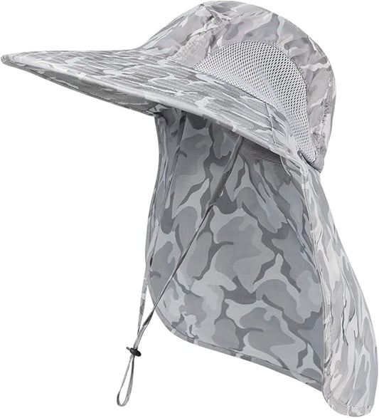 Outdoor Sun Hat for Men with 50+ UPF Protection Safari Cap Wide Brim Fishing Hat with Neck Flap, for Dad…