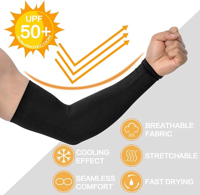 4-Pairs Arm Sleeves for Men and Women - Tattoo Cover Up - Cooling Sports Sleeve for Basketball Golf Football