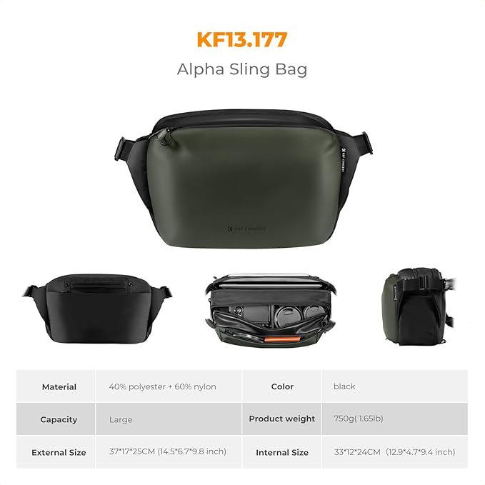 K&F CONCEPT Camera Sling Bag Crossbody Bag Waterproof Camera Shoulder Backpack DSLR/SLR/Mirrorless Camera Case