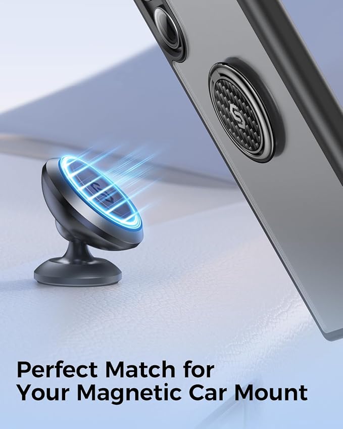 Syncwire Adhesive Phone Ring Holder Stand, 360° Rotation Cell Phone Finger Ring Kickstand, Polished Metal Phone Grip for Smartphones-Carbon Fiber Black