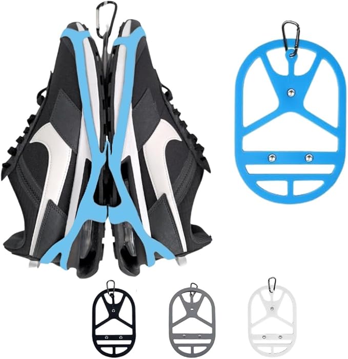 Shoe Holster For Backpack with Clip Hanger. Footwear Holder with Carabiner for Sneakers, Cleats, Bowling, Soccer, Basket, Football. For Travel, Outdoors, Sports & Space Saving