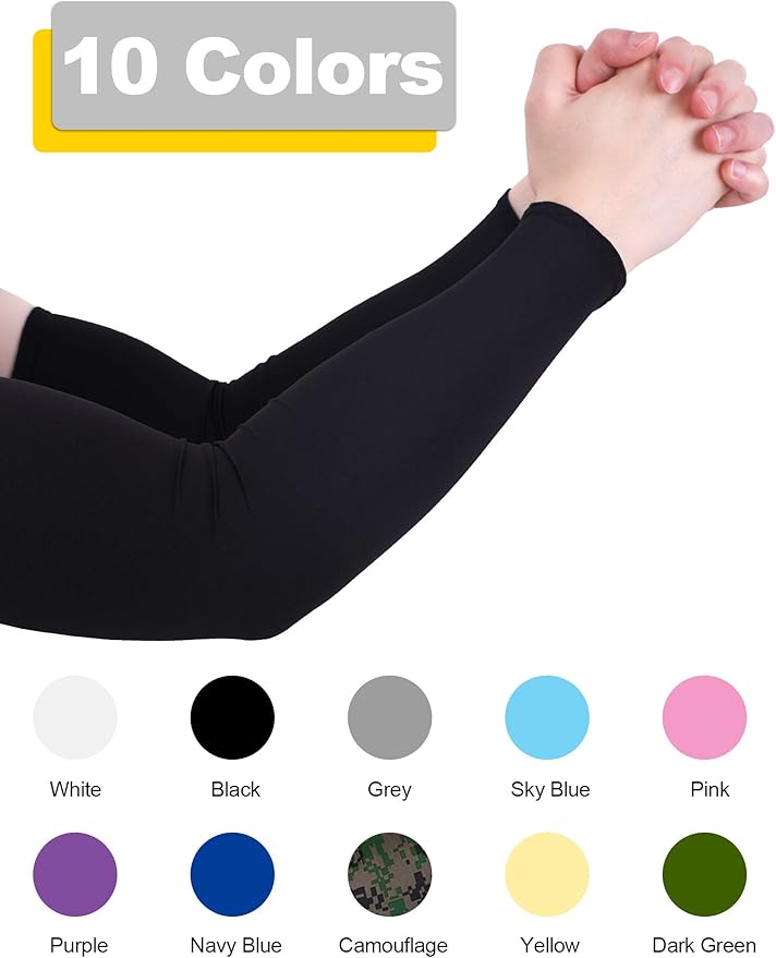 Boao 10 Pairs UV Arm Sleeve for Men Women Cooling Tattoo Cover up Compression Sun Protection Sleeves for Outdoor Activities