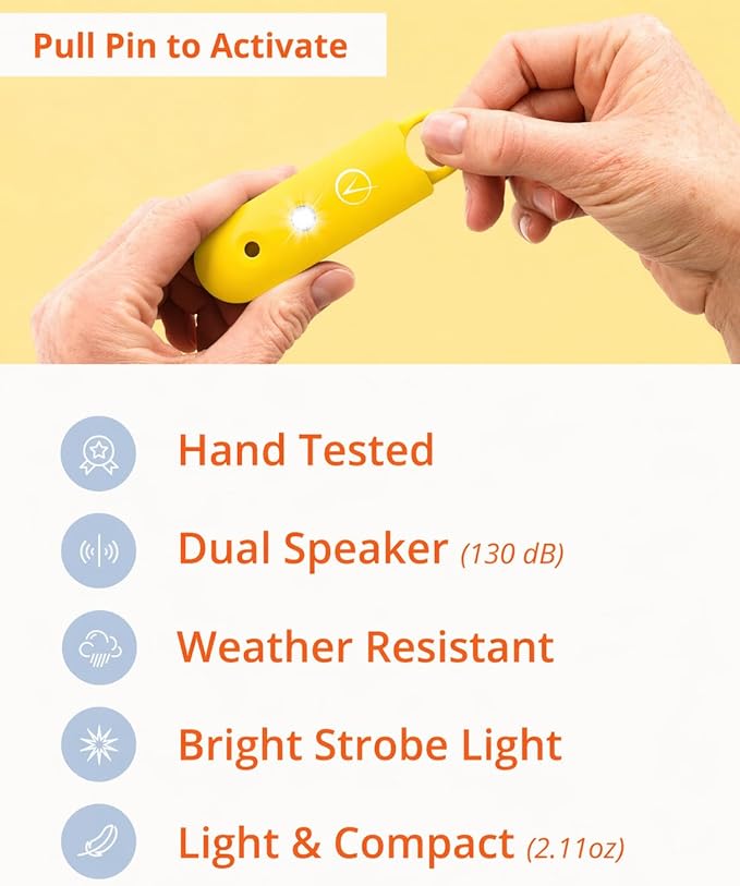Vantamo Personal Alarm for Self Defense with Low Battery Notice, Strobe Light & Extra Loud 130 dB Double Speakers Safety Keychain Set for Women, Rechargeable Panic Button for Womens Self Defense