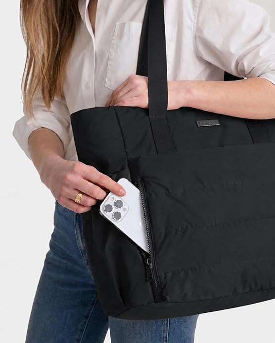 NISHEL Travel Puffy Tote Bag For Women, Ultra-Lightweight Large Tote Purse For Office Day And a Short Weekend Getaway