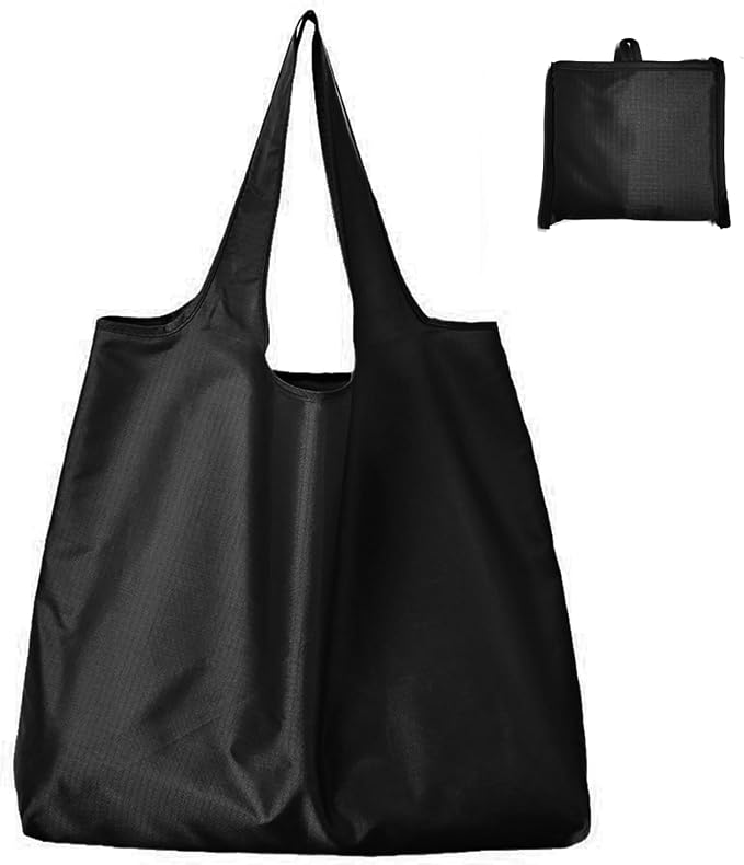 Large 50lbs Heavy Duty Reusable Foldable Grocery and Shopping Tote Bags - Washable Polyester Bags in Pocket