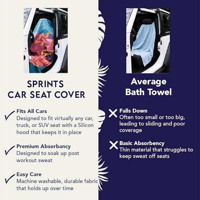 Sprints Athletic Running Towel, Full-Sized, Car Seat Cover - Performance Microfiber (Yosemite)