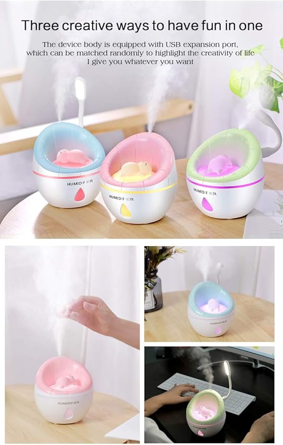 USB Small Sofa Humidifier, Mini Cool Humidifier 350ml Water Volume, One Touch Shut-Off for Home Office Bedroom (Pink)