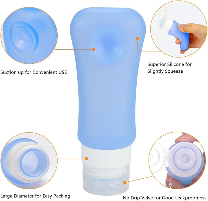 5 Pack TSA Approved Travel Bottles Sets, 3 Ounce Leakproof Silicone Toiletry Tubes Travel Containers Travel Size Bottles Portable Leakproof for Shampoo Lotion Toiletries