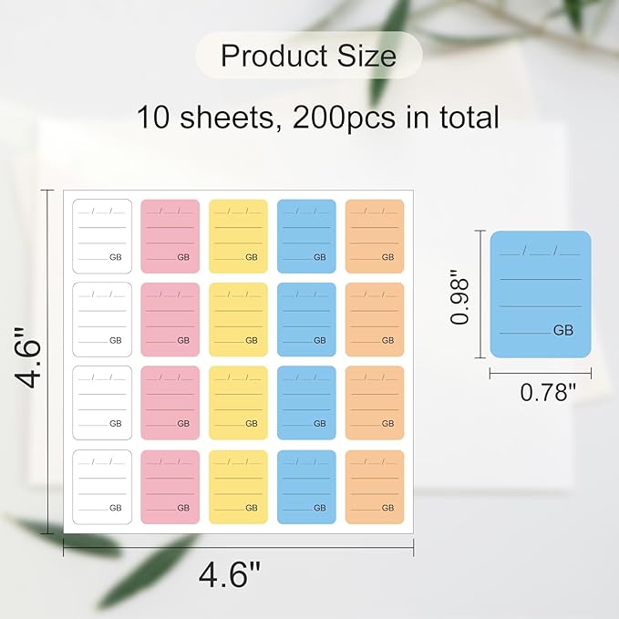 200PCS SD Card Labels, Stick-On Camera Memory Card Labels for Photographers,Multi-Color Stickers for SD Cards Classcification and Storage, Self-adhesive, Writable(0.98"x0.78")