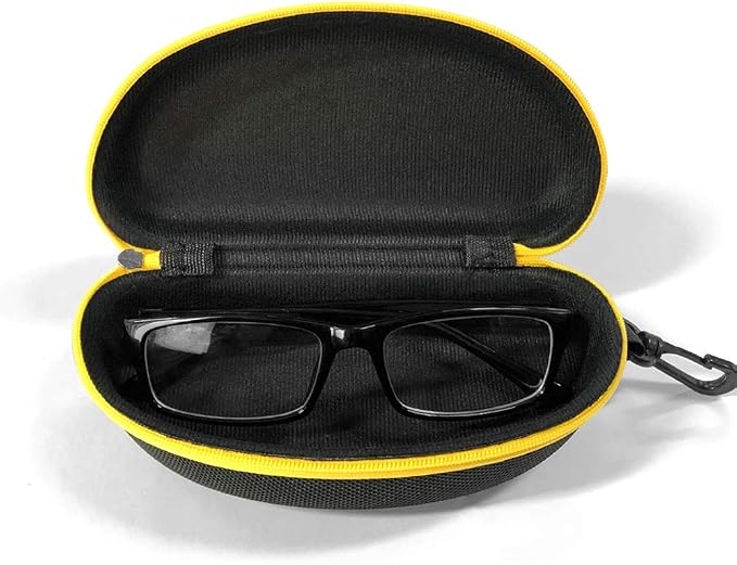 3 Pack Zipper Shell Eyeglasses and Sunglasses Case with Plastic Carabiner Hook