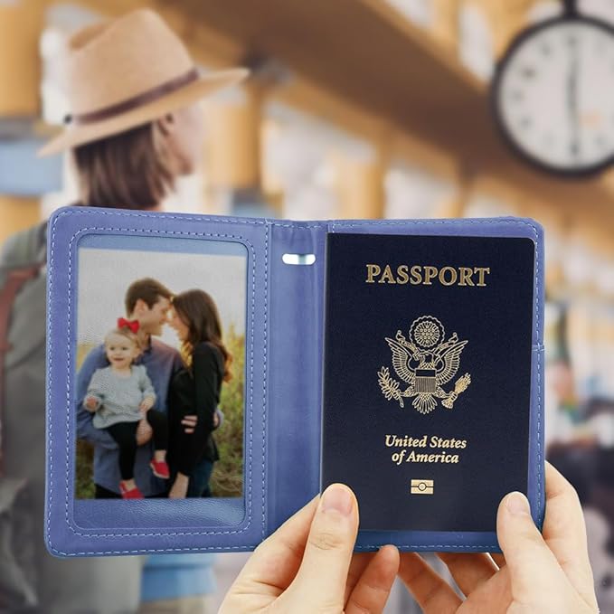 Passport Holder, Passport Cover, Passport Holder for Travel, Pen Holder with Vaccine Card Slot Passport Wallet for Women, Waterproof Traveling Must Haves Document Organizer Passport Case, Dark Purple