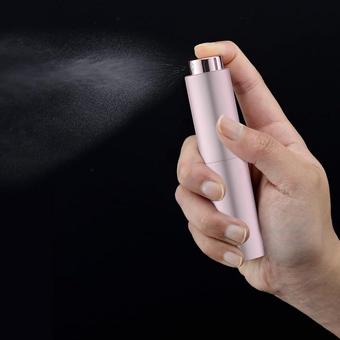 Tekson 10ml Travel Perfume Atomizer Refillable, Mini Cologne Spray Bottle Empty, Small Coffee Spray Bottle (Pink)