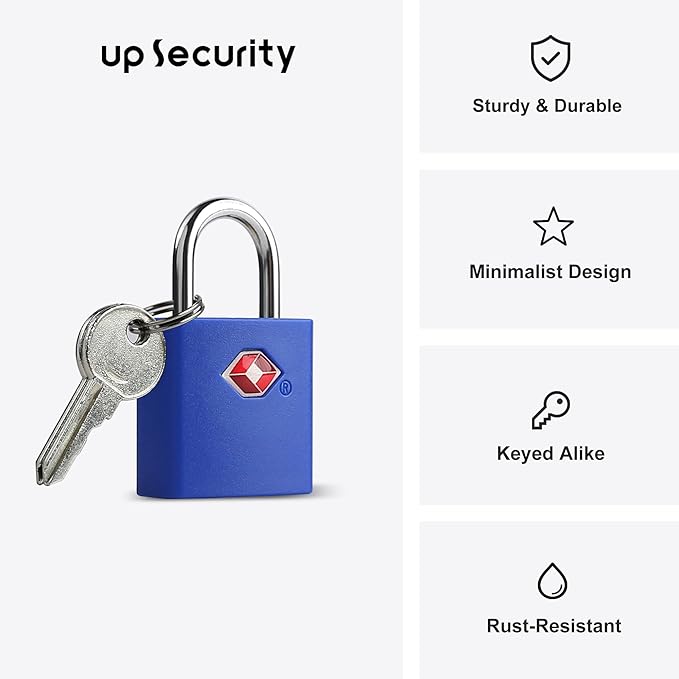 TSA Approved Locks for Luggage 4 Pack, TSA Locks for Luggage Travel Accessories, Small Padlock with Key, Weatherproof Outdoor Use Keyed Mini Padlock for Suitcase, Backpack, Bag, Zipper