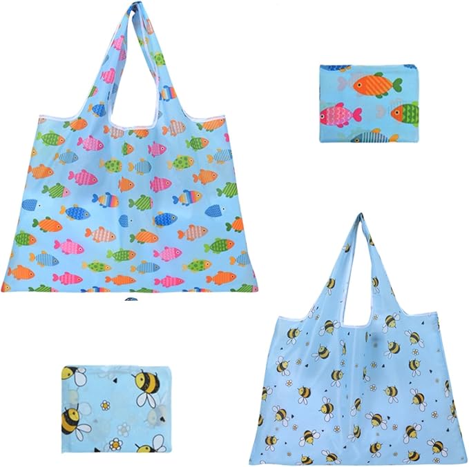 ZooviHyvi Extra Large 50lbs Foldable Reusable Shopping Bags kitchen reusable grocery bags Washable Polyester Bags in Pocket