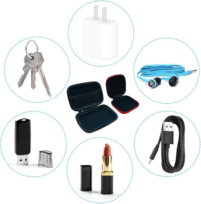 10 Pieces Earbud Case, lyfLux Square and Rectangular Headphone Case with Clips for Headphones, SD Memory Cards, Wireless Earplugs