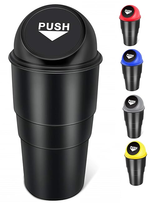 Cup Holder Trash Can, Leakproof Car Trash Can with Lid, Trash Bin for Car Accessories, Mini Garbage Bin Organizer for Automotive Office Home Kitchen, Applicable to Women and Men