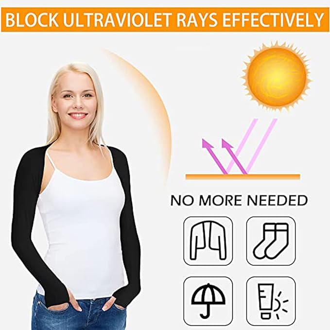 Cool Shawl Arm Covers 2-Pack Sun Protection with Finger Holes UV Protection Arm Covers for Golf
