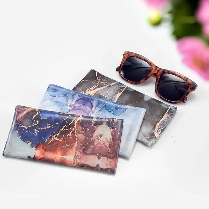 TRIUMPH VISION Squeeze Leather Sunglasses Pouch - 3 Pack Glasses Case Soft Eyeglass Sleeve Pouch Holder