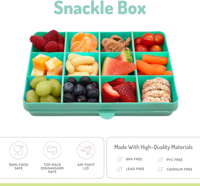 melii Snackle Box |12-Compartment Snack Container with Removable Dividers, BPA-Free Food Storage for Travel, School & On-the-Go Snacks, Kids & Family Organizer (Blue)