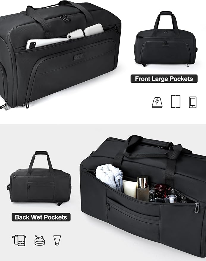 Noozion Garment Duffle Bag for Travel, 3-in-1 Convertible Carry On Suit Bag with Shoe Compartment, Lightweight Overnight Business Travel Bag for Men Women