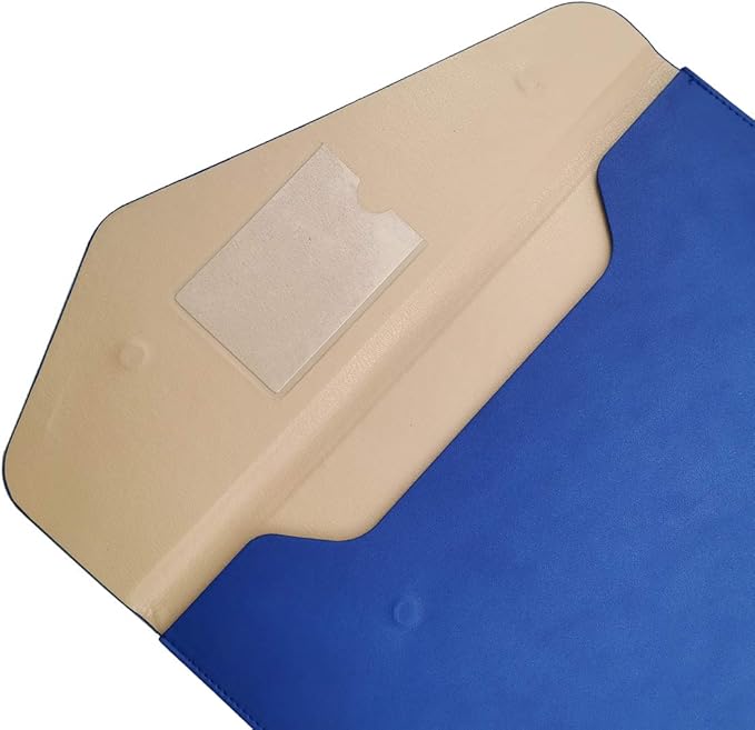 PU Leather A4 File Folder Document Holder Waterproof Portfolio Envelope Folder Case with Invisible Magnetic Closure Blue