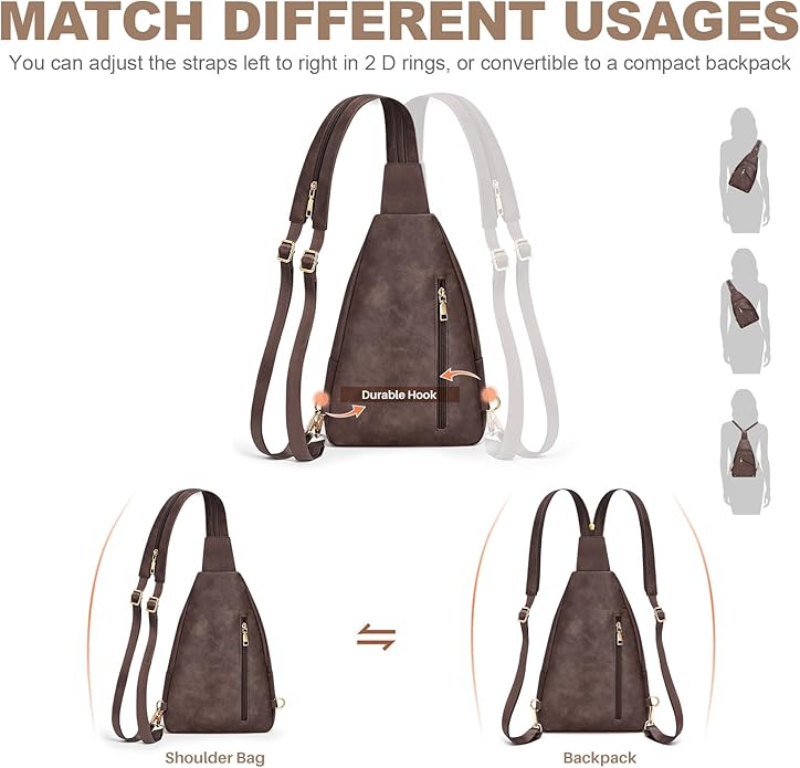 SYTRAH Anti Theft Sling Bag for Women, RFID Crossbody Purses Convertible Sling Backpack, Cross Body Purse Chest Bag