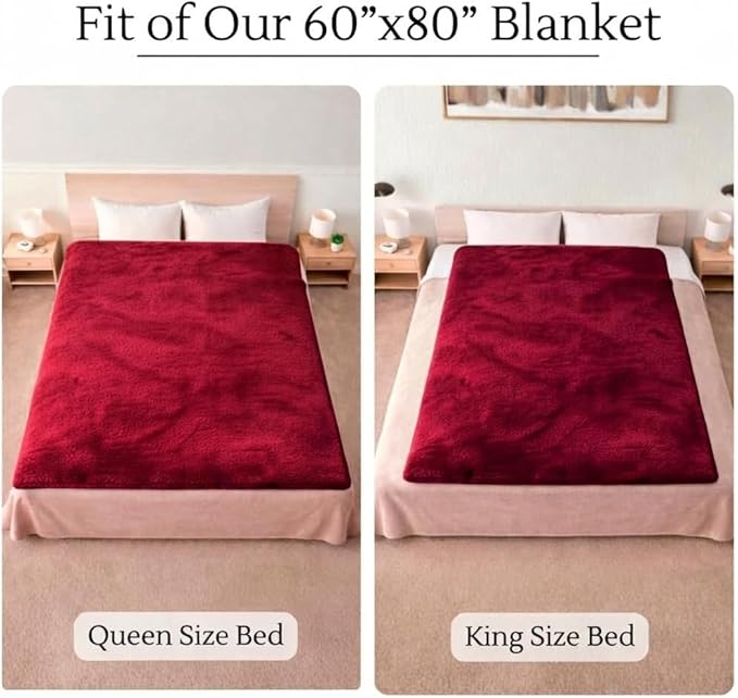 Waterproof Blanket for Bed (80"x60" Queen Size) – Reversible Plush Fleece, Moisture Absorbent TPU Layer, Stain Proof Mattress & Couch Protector – Machine Washable - Burgundy