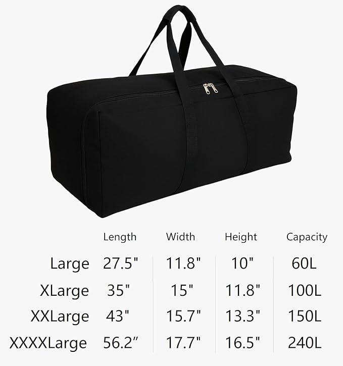 DoYiKe Extra Large Canvas Travel Duffle Bag Heavy Duty, Sports Military Camping Tent Storage