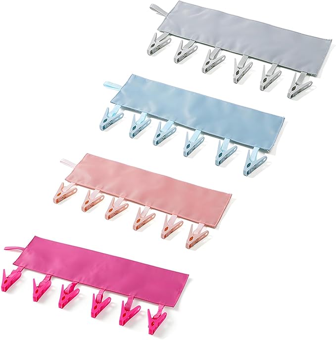 Travel Hangers Foldable with Clips, Foldable Hangers for Travel, Travels Swimsuit Drying Rack for Suitcase, Portable Travels Bathing Suit Hanger for Socks Underwear Towels Swimwear (Multicolor A)