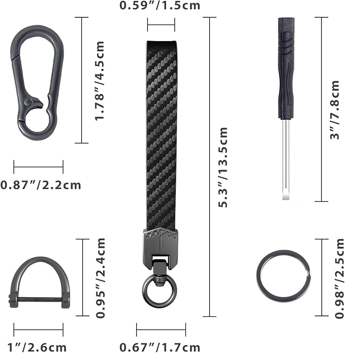 OHKYOOT Leather Car Keychain,Carabiner Clip Key Fob Keychain for Home Car Keys Women Men