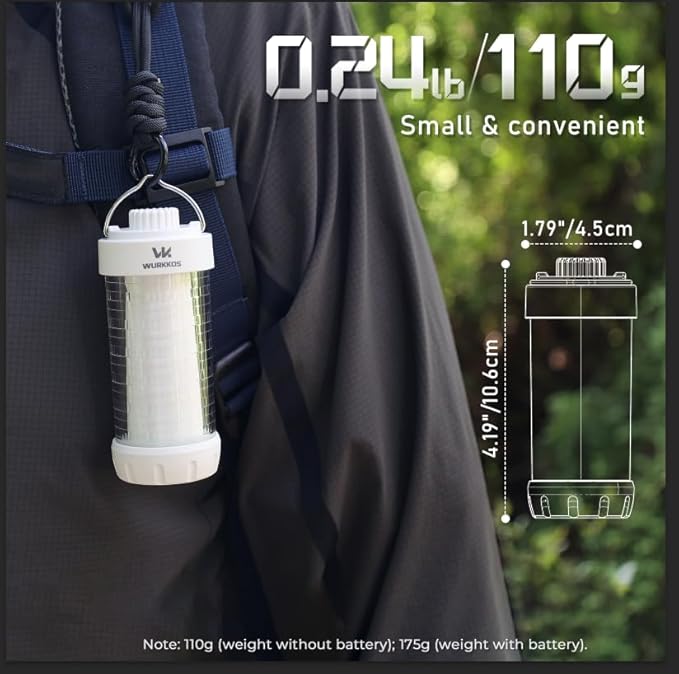 Wurkkos CL01 Camping Lantern Rechargeable, 550LM Waterproof Tent Light with Magnet Base, Up to 300H Runtime,Portable Lantern Flashlight with RGB light,Emergency Camp Light for Hurricane,Hiking,Camping