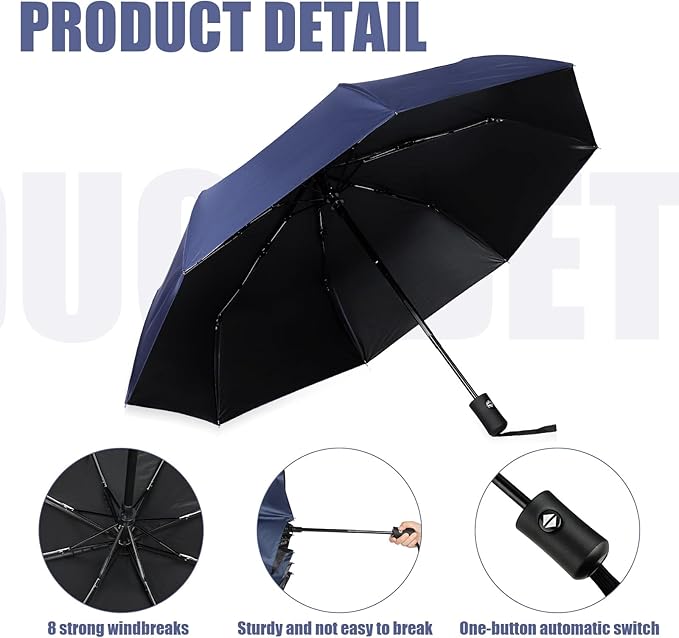 Jexine 6 Pcs Windproof Travel Umbrella for Rain Compact Small Automatic Lightweight Portable Umbrella for Men Women Backpack