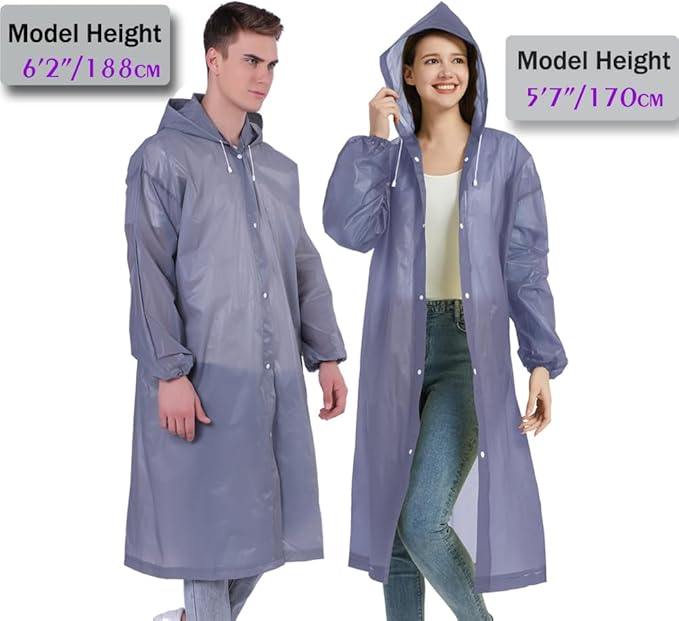 YDYJKI 2 Pack Waterproof Rain Ponchos for Adults-Reusable Emergency Raincoats with Hoodand Drawstring -Lightweight Ponchos