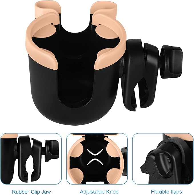 Accmor Stroller Cup Holder with Phone Holder, Bike Cup Holder, Universal Cup Holder for Uppababy Nuna Doona Strollers, 2-in-1 Cup Holder for Walker, Wheelchair, Scooter