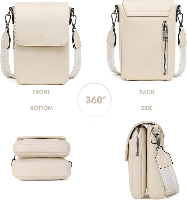 POIUGOYA Crossbody Bags for Women,Small Crossbody Purse with Triple Compartments,Cell Phone Wallet with Card Slots for Travel | Small
