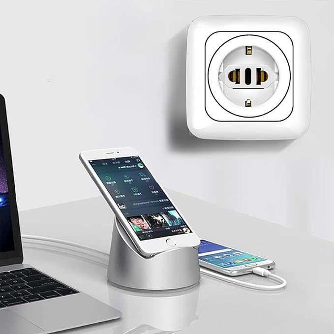 US to Europe Plug Adapter - European Travel Plug Adapter,Type C Wall Plug Power Converter for Europe,White,8 Pack
