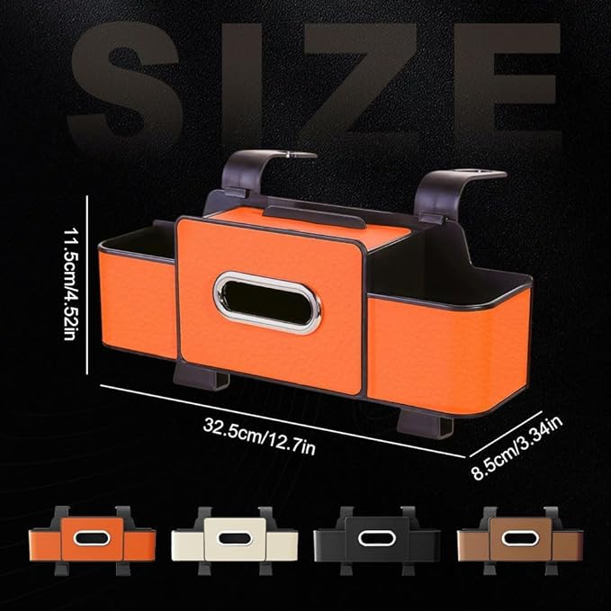 3-in-1 Backseat Car Organizer with Dual Cup Holders,Tissue Box & Phone Holder, 2026 Upgraded Car Seat Back Storage Box,Multifunctional Waterproof Storage for Daily Driving & Travel,Brown