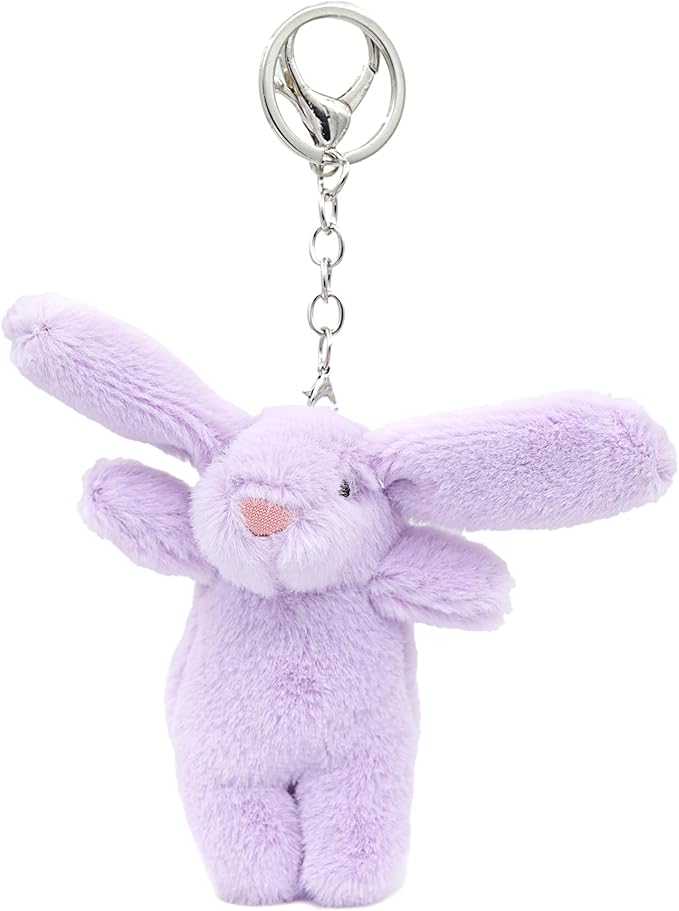 Miokkley Cute Bunny Plush Keychain for Backpack, 3.5" Inch Mini Rabbit Keychain Purse Charm Pendant Gift for Women