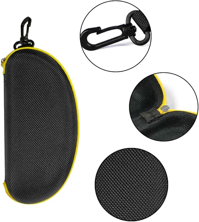 3 Pack Zipper Shell Eyeglasses and Sunglasses Case with Plastic Carabiner Hook