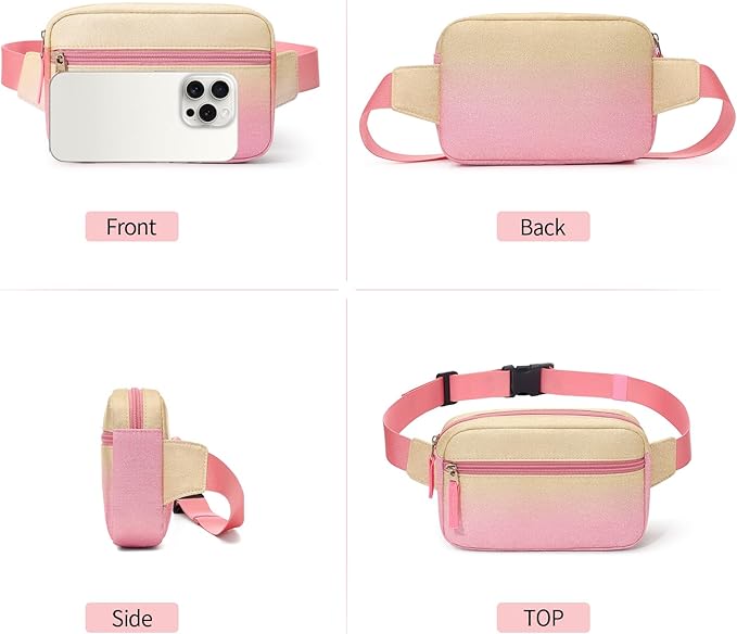 Fanny Pack Birthday Graduation Gifts for 7 8 9 10 11 12 13 Year Old Teen Girls Her Kids, Preppy Cute Trendy Stuff Colorblock Crossbody Bag Adjustable Belt Bags for Travel Essentials