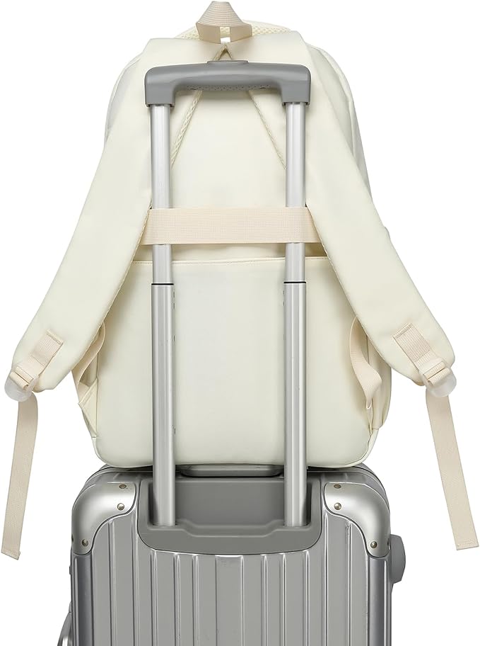 Phaoullzon Girls School Backpack for Boys, College Aesthetic Laptop Teen Bookbag for Travel,Beige