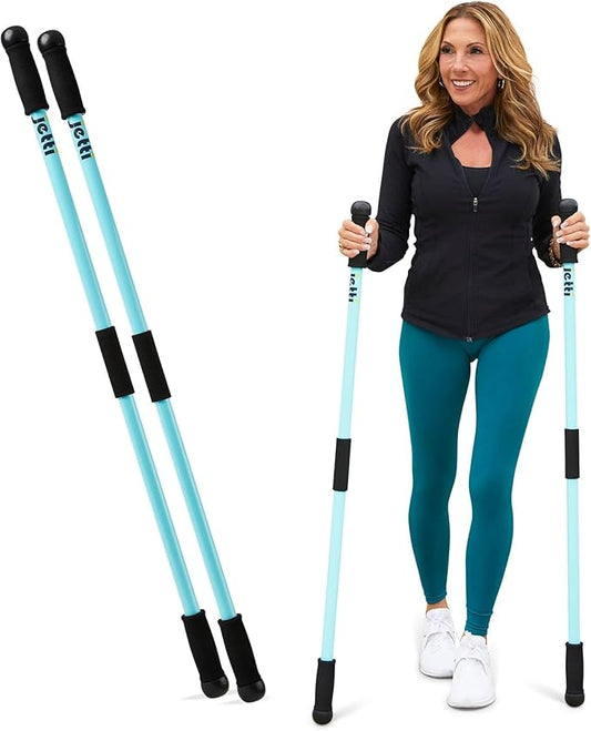 Weighted Walking Sticks for Seniors, Women & Men – 1.2lb Each Ergonomic Hiking Poles for Balance, Posture & Stability – Durable Trekking Poles for Walking (X-Large, Blue)