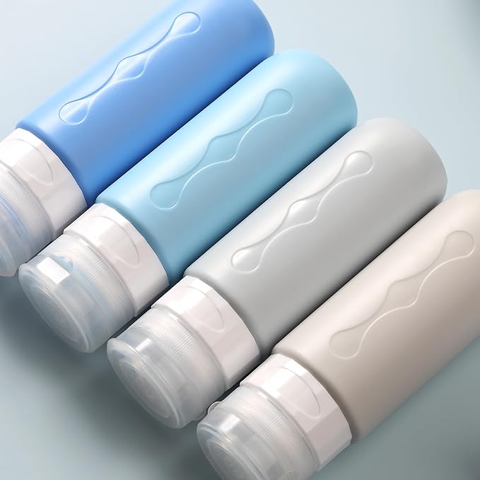 Gemice Travel Bottles for Toiletries, Tsa Approved Travel Size Containers with Clear Bag, BPA Free Leak Proof Travel Tubs Refillable Travel Accessories for Cometic Shampoo Lotion Blue