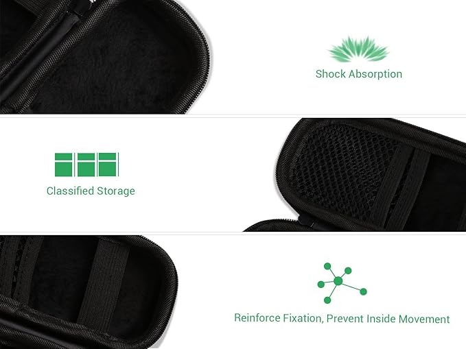 AGPTEK Carrying Case, EVA Zipper Carrying Hard Case Cover for Digital Voice Recorders, MP3 Players, Storage Holder for 3D Printing Pen, USB Cable, Earphones, Memory Cards, U Disk, Black