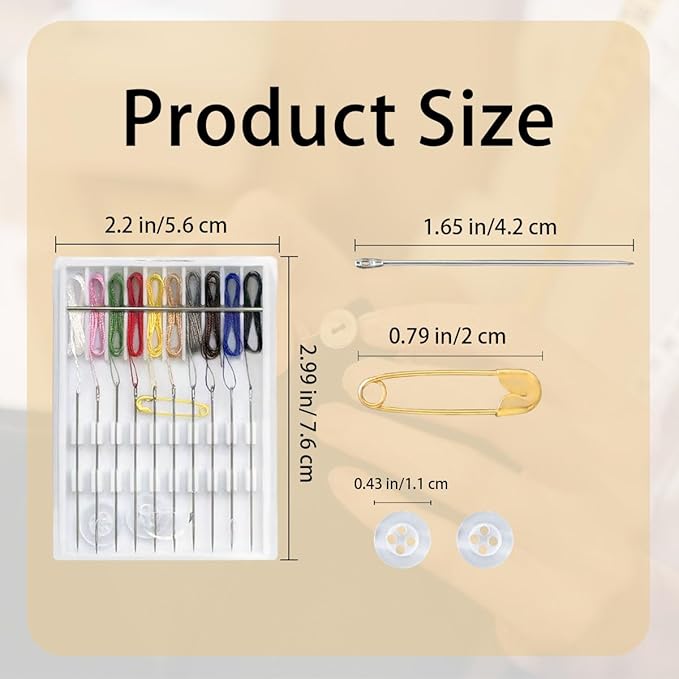 QHAJRYYC 2 Boxes Easy Pre Threaded Needle Kit, Prethreaded Sewing Kits, Small Home Travel Sewing Box with Pin Button, Box Each Box with 10 Pieces (Rich Color)
