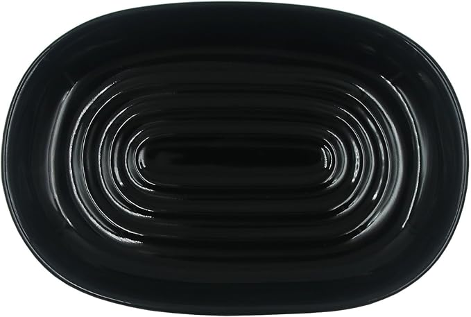 Ceramic Soap Dish,Oval Shaped Soap Holder, Sponge Holder,Jewelry Holder, for Bathroom,Kitchen Sink (Black)