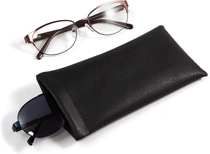 TRIUMPH VISION Squeeze Leather Sunglasses Pouch - 3 Pack Glasses Case Soft Eyeglass Sleeve Pouch Holder