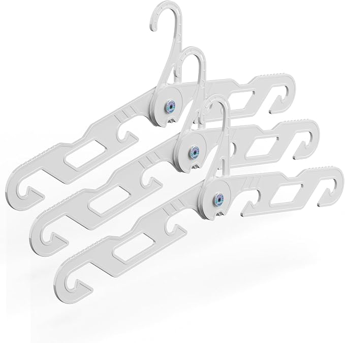 Premium Travel Hangers 3 Pack Portable Folding Clothes Hangers - Super Bearing Collapsible Hanger Foldable Clothes Drying Rack for Travel, Indoor and Outdoor Use (3 Pack White)