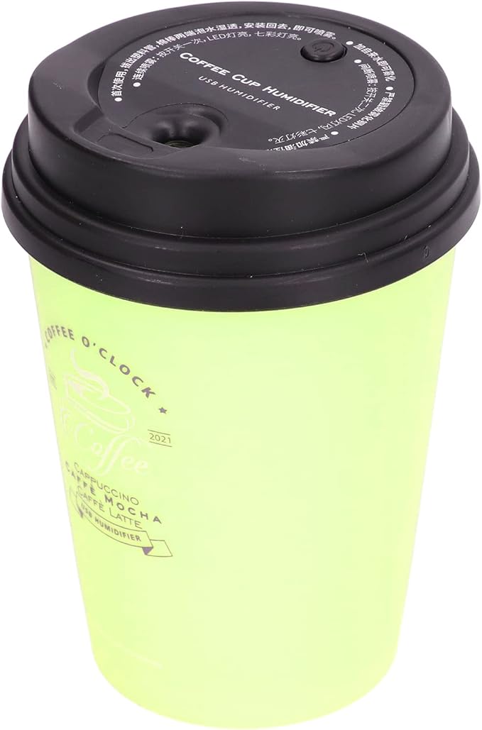 Humidifiers for Bedroom,Rechargeable Mini Cool Mist Humidifier,300ml Cool Mist Humidifiers,Cute Coffee Cup Humidifieres,Low Noise,Auto Shut-Off,Small Humidifier for Plant,Office,Desk,Car(Green)