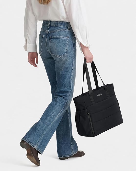 NISHEL Travel Puffy Tote Bag For Women, Ultra-Lightweight Large Tote Purse For Office Day And a Short Weekend Getaway